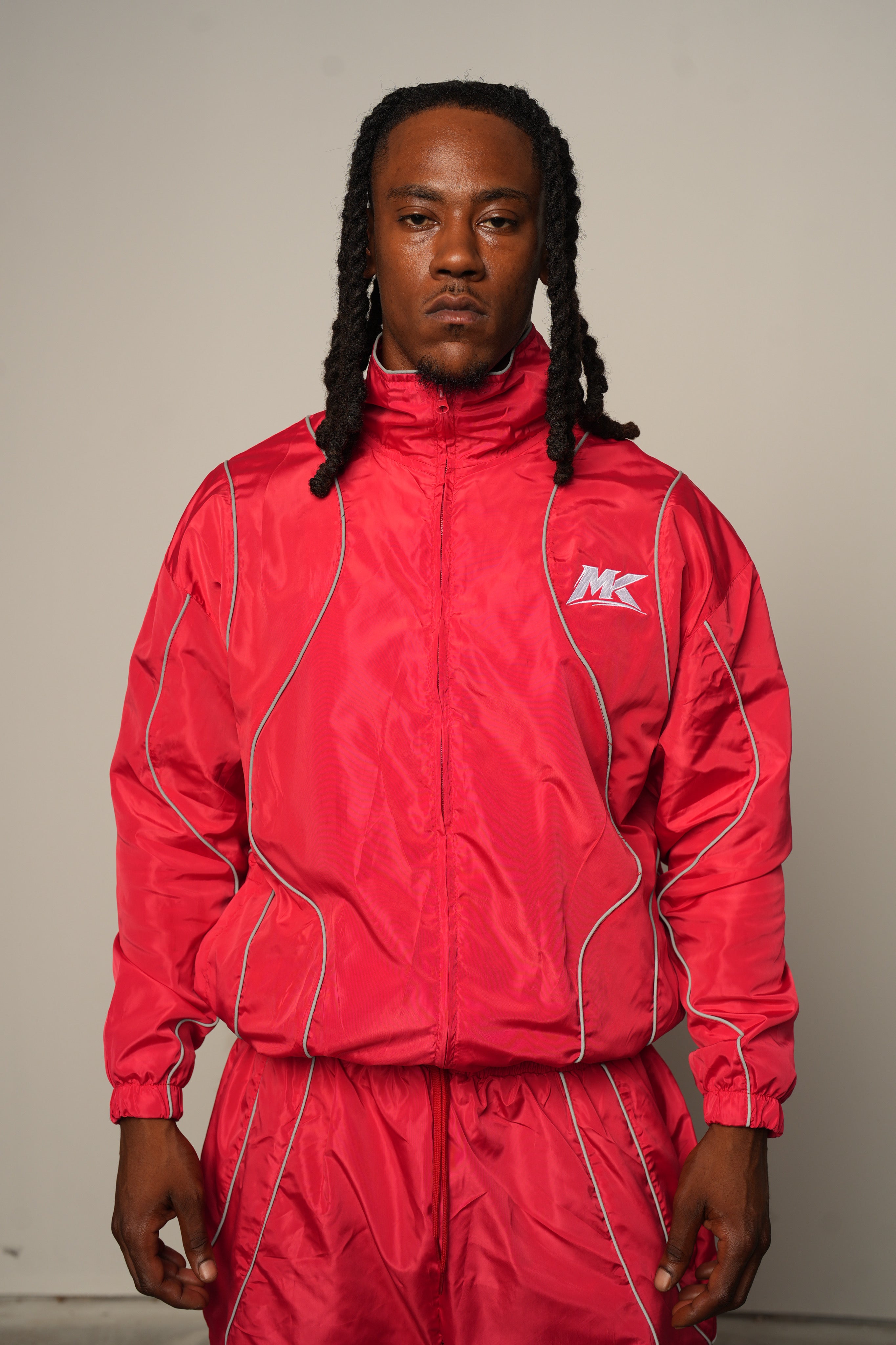Red MUDDYKULTURE Luxury Tracksuit Jacket