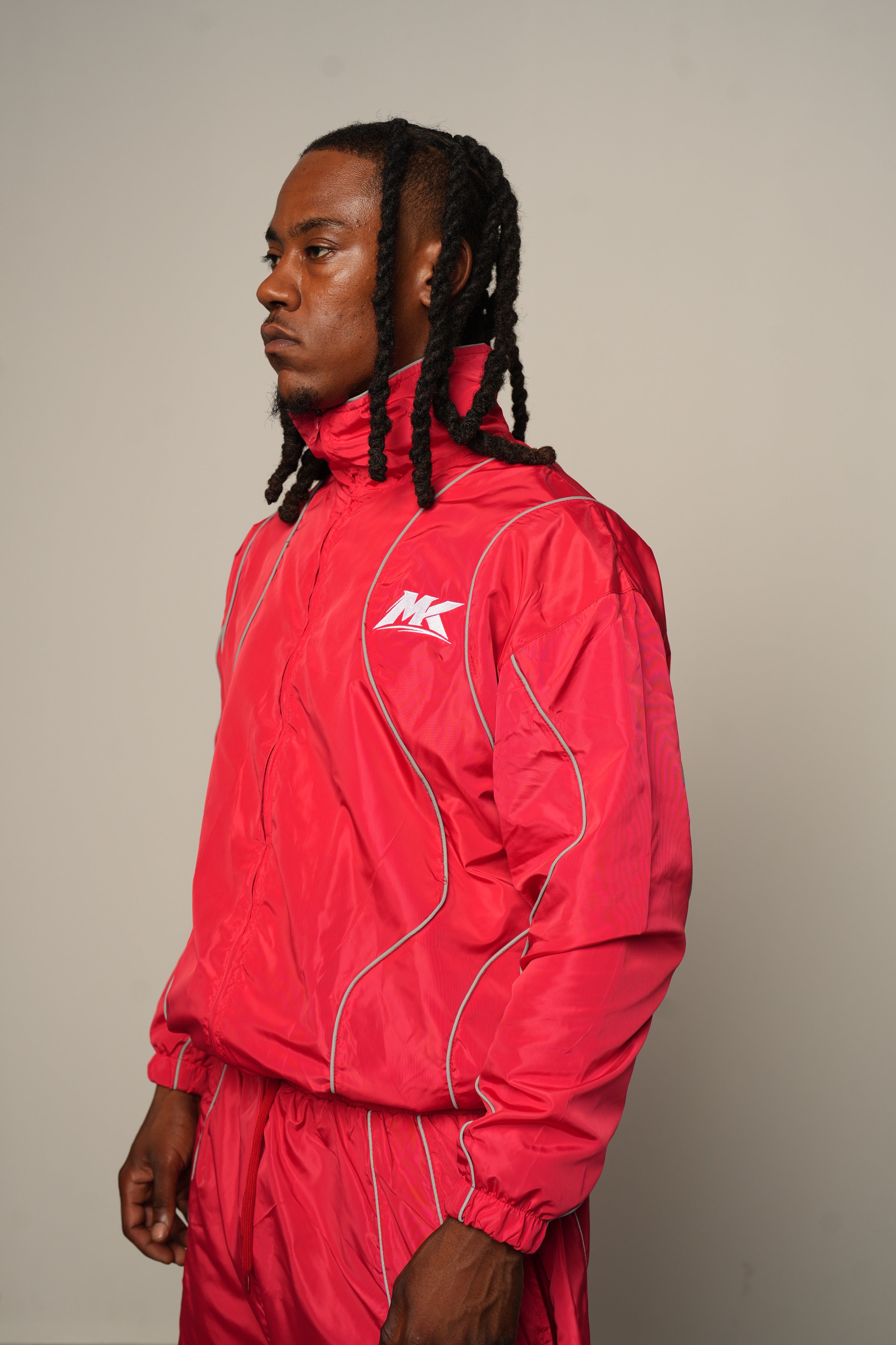 Red MUDDYKULTURE Luxury Tracksuit Jacket