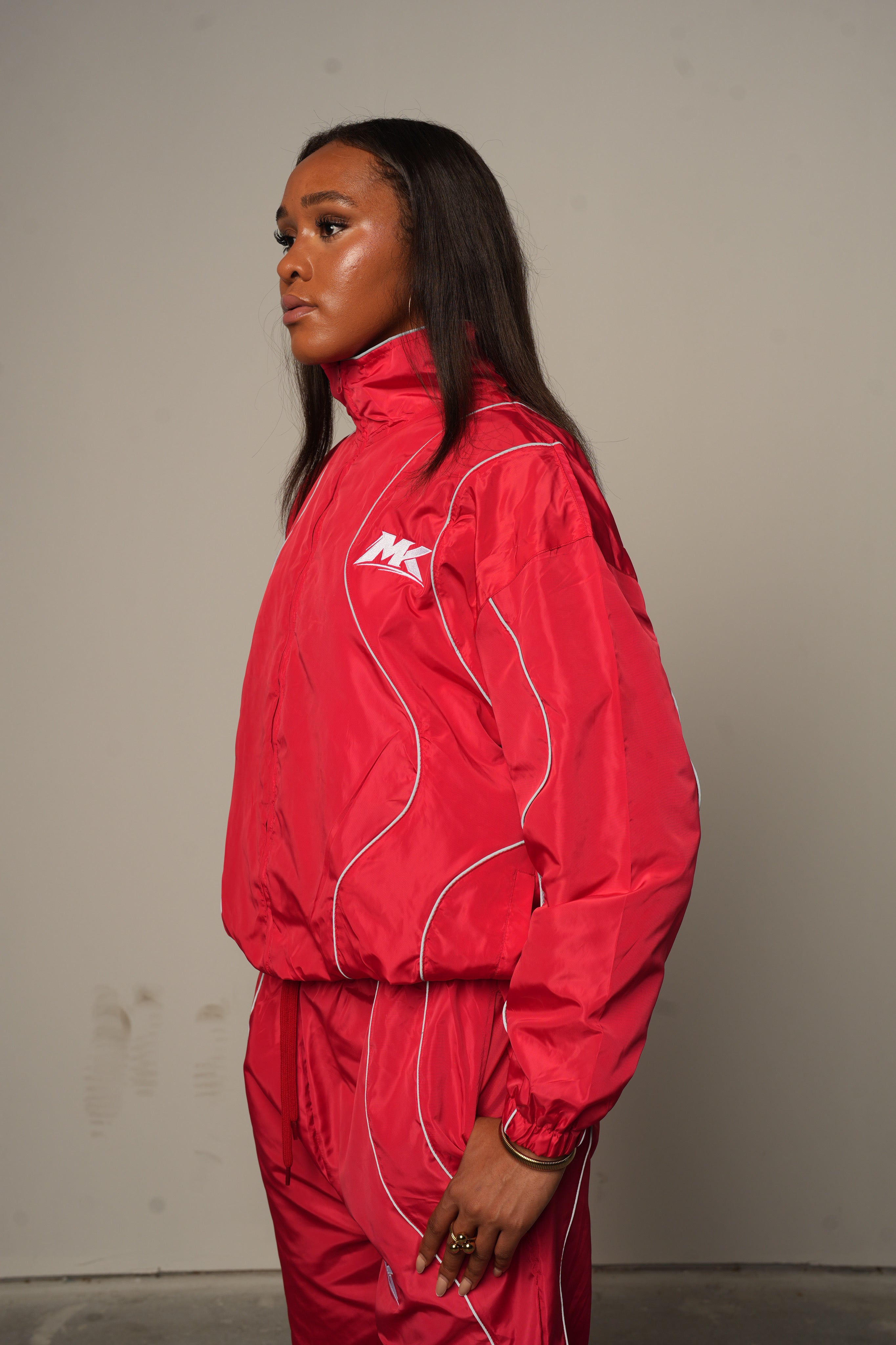 Red MUDDYKULTURE Luxury Tracksuit Jacket